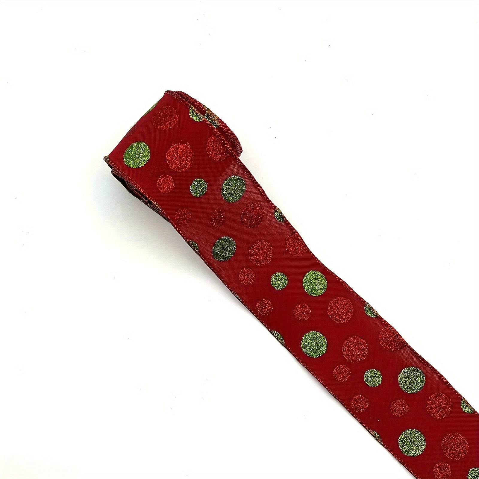 4.57m Christmas Wired Ribbon Red Green Xmas Wrapping Polka Dot Swirl