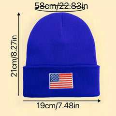 American Flag Embroidered Knitted Hat for Men and Women
