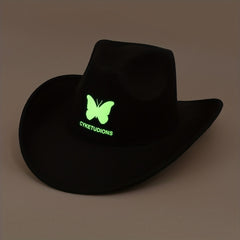 Luminous Cowboy Hat Punk Solid Fedora Cap Unisex Sunscreen Jazz Hat