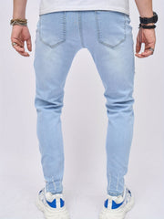 Slim Fit Ripped Jeans Mens Casual Street Style High Stretch Denim Pants