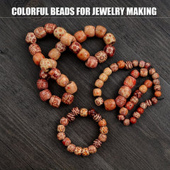 100pcs Natural 10mm Painted Wooden Beads Round Loose Beads Bulk