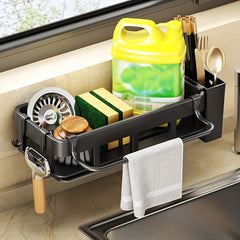 Sink Sponge Holder with Dish Brush and Cloth Hanger