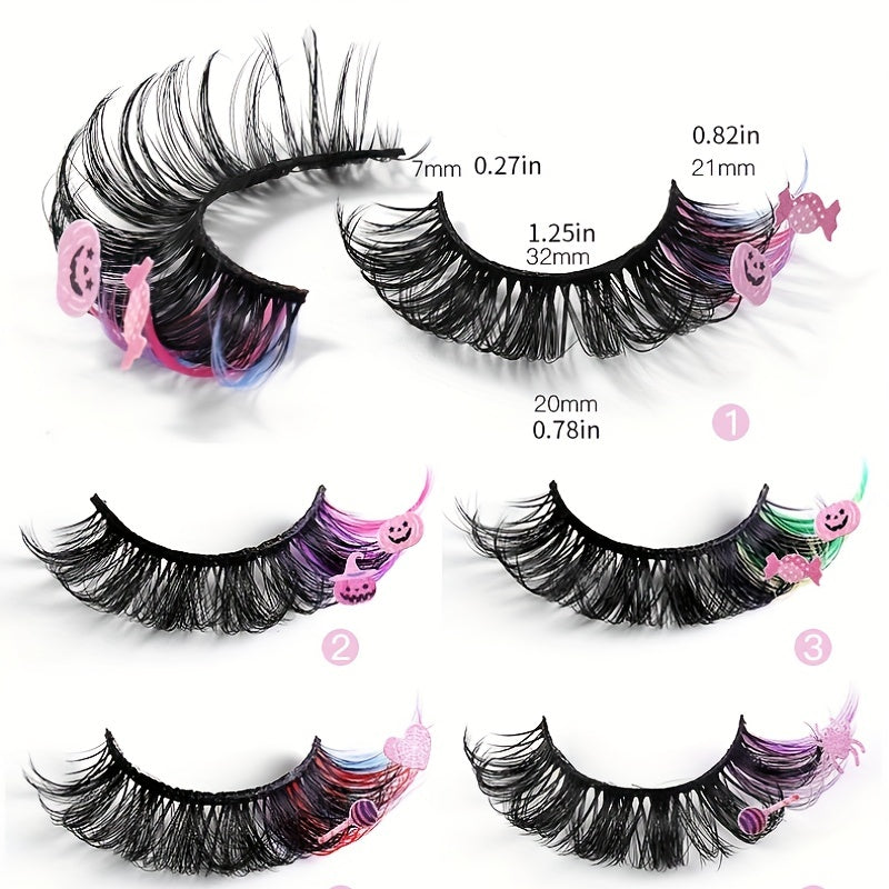 7 Pairs Colorful Dramatic False Eyelashes for Party Halloween Makeup