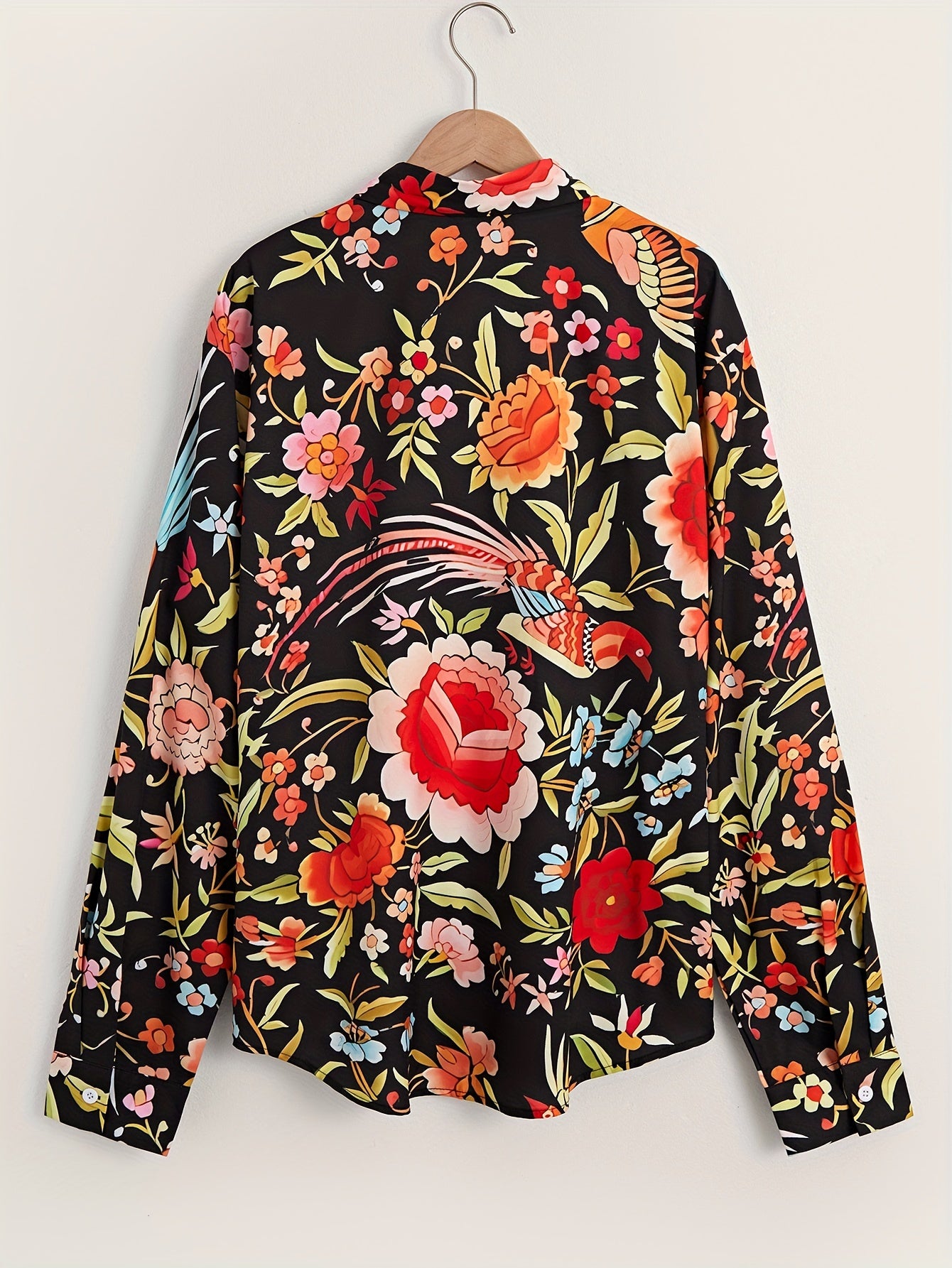 Flower Pattern Men's Comfy Long Sleeve Shirt For Autumn