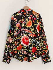 Flower Pattern Men's Comfy Long Sleeve Shirt For Autumn
