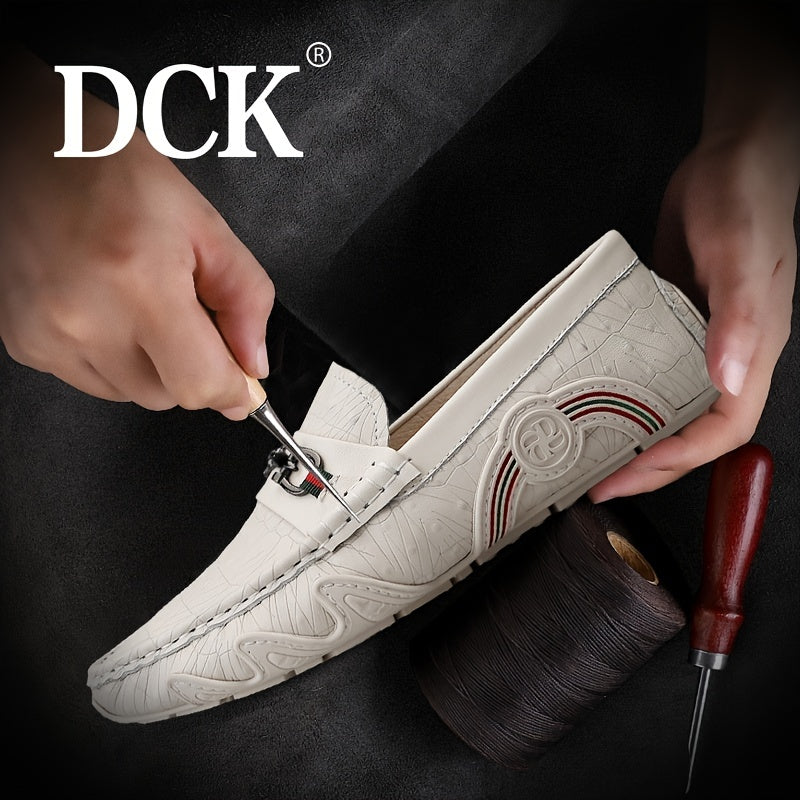 Men's Textured Moccasin Loafer Shoes Non-slip Slip-On Shoes
