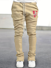 Crane & Floral Print Flared Trousers Men's Hip Hop Joggers