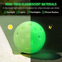 3pcs Luminous Pickleball 40 Holes Outdoor Pickleball With Net Bag