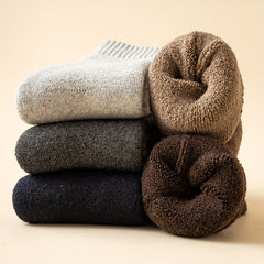 Winter Plus Velvet Thick Wool Warm Socks Men's Solid Soft Mid-calf