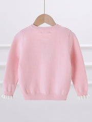 Girls Knitted Cardigan with Bow Knot and Pearl Button