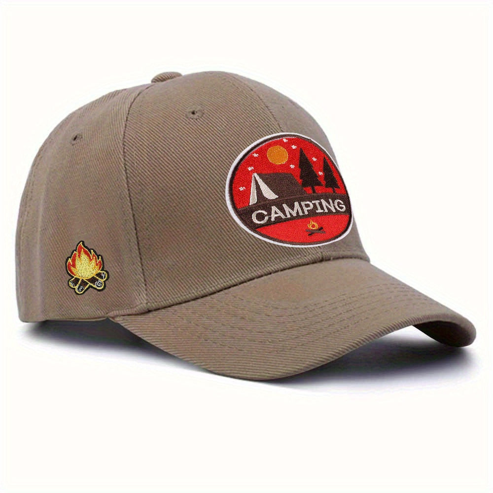 Campfire Embroidery Peaked Cap Soft Top Street Sunshade Baseball Cap