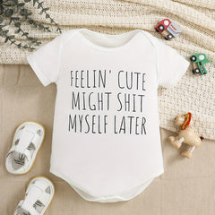 Letter Graphic Print Short Sleeve Onesie for Baby Boys and Girls