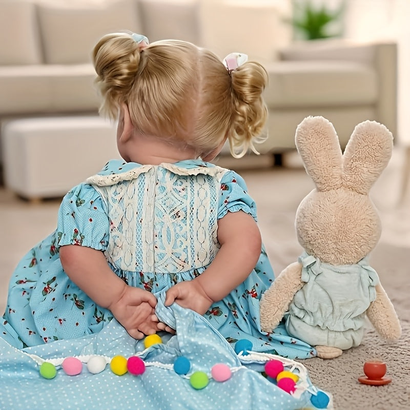 Realistic Reborn Baby Doll with Dress & Bunny Vinyl Baby Fat Limbs Cloth Body Ac