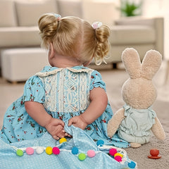 Realistic Reborn Baby Doll with Dress & Bunny Vinyl Baby Fat Limbs Cloth Body Ac