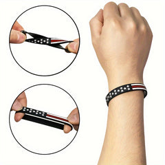 Silicone American Flag Wristband Bracelet Patriotic