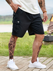 Men's Active Cargo Shorts with Elastic Waistband for Outdoor