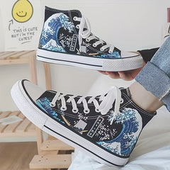 Canvas High Top Printed Lace Up Walking Shoes