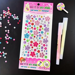 4pcs DIY Rhinestone Cartoon Gem Sticker Round Heart Flower Shaped Sticker