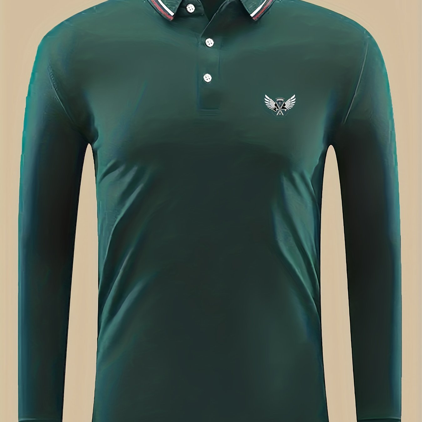 Wings Print Men's Casual Button Up Long Sleeve Polo Shirt