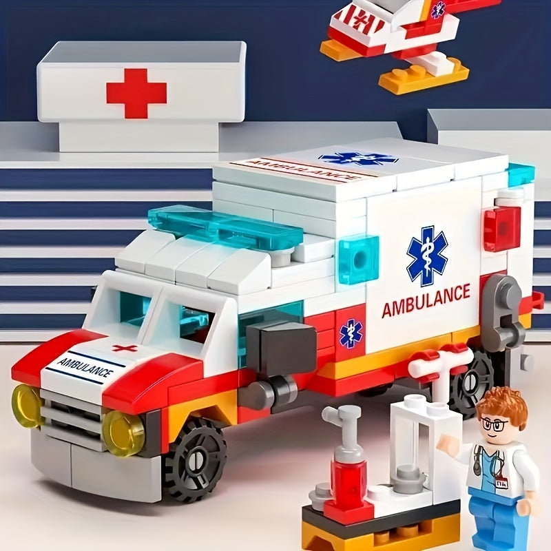 City Fire Truck Combat Block Set Fire Brigade Car DIY Educational Toy