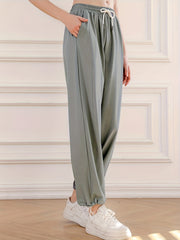 Sporty Drawstring Jogging Pants Quick Dry Activewear
