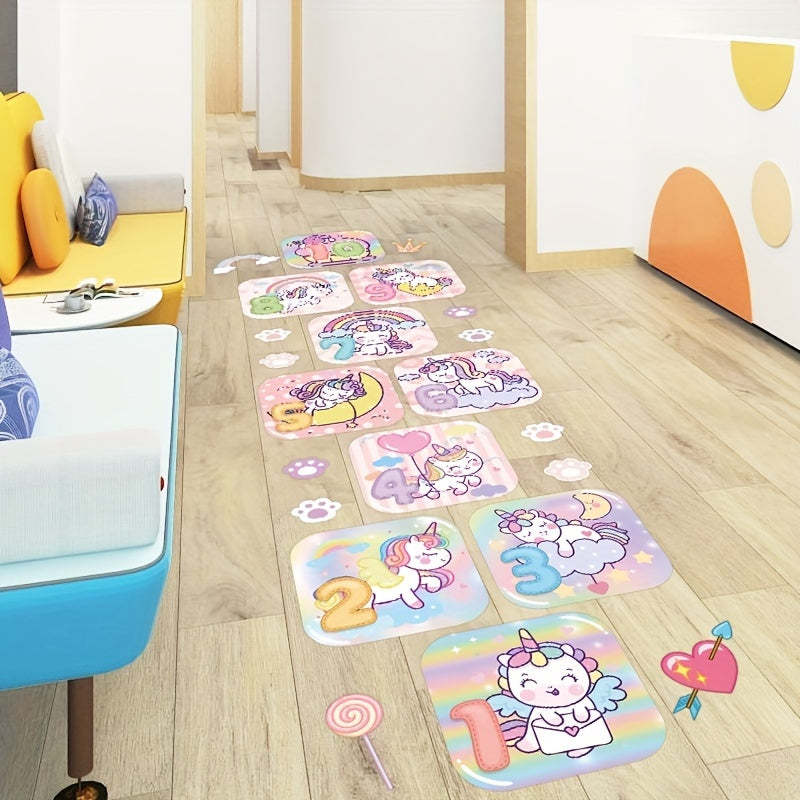 2pcs Cartoon Number Floor Sticker Self Adhesive Waterproof Room Decor