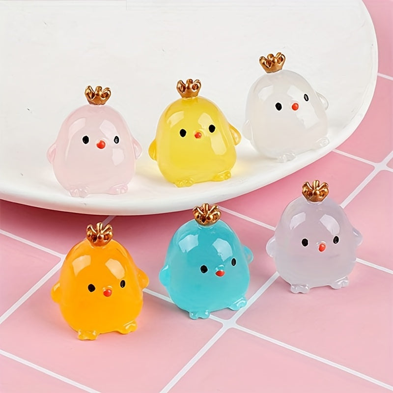 6pcs Luminous Chicken Crown Ornament Toy Micro Landscape Mini Figure Model