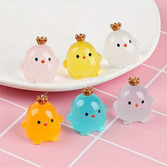 6pcs Luminous Chicken Crown Ornament Toy Micro Landscape Mini Figure Model
