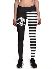 Skull Print High Rise Yoga Pants for Women