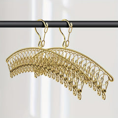 1pc Stainless Steel Golden Socks Rack 20 Clips Hanger