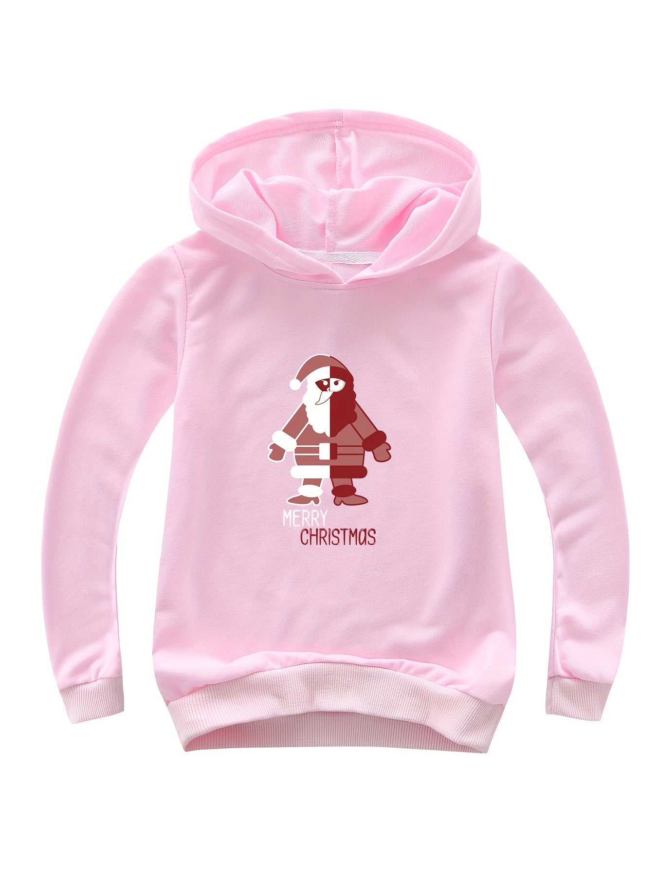 Santa Graphic MERRY CHRISTMAS Hoodie Girls Spring Fall Sports