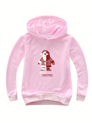 Santa Graphic MERRY CHRISTMAS Hoodie Girls Spring Fall Sports