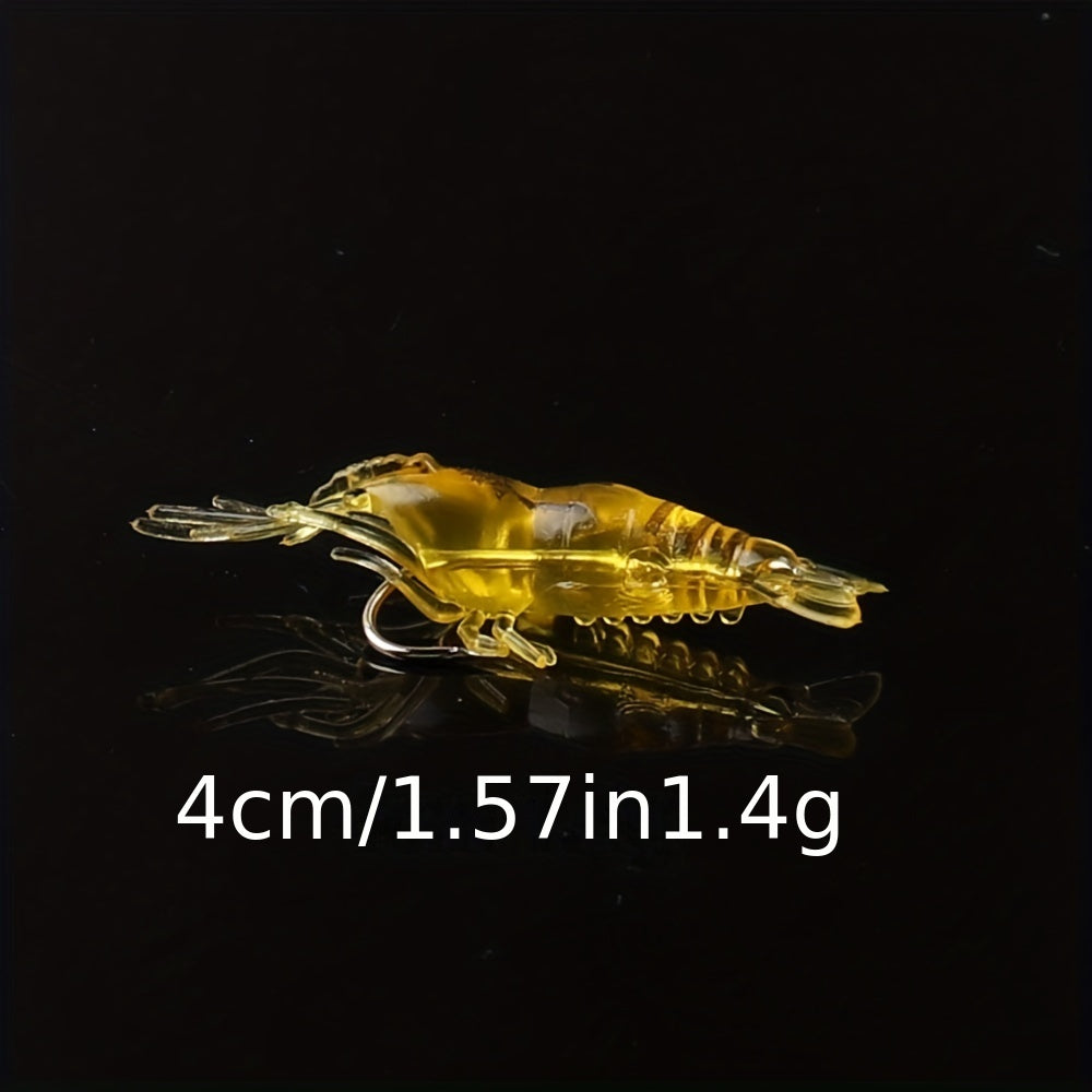 10pc Shrimp Lure Set for Bass Fishing with Simulation Soft Prawn Bait and Hooks