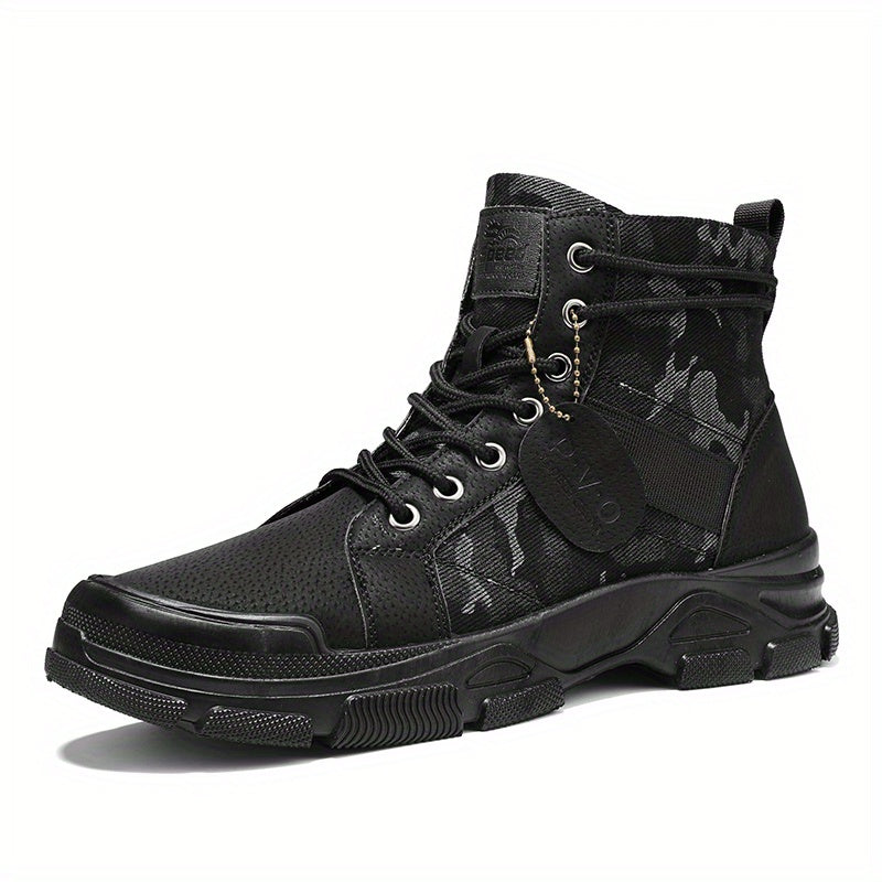 Men's High Heel Camo Ankle Boots for Street Style
