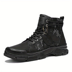Men's High Heel Camo Ankle Boots for Street Style