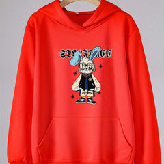 Girls' Bunny Print Hoodie with Pocket Pullover Spring Fall Sports Gift