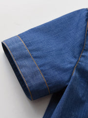Boys Cotton Top Non Stretch Lapel Shirt for Summer