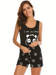Bear Print Pajama Set & Cat Claw Shorts