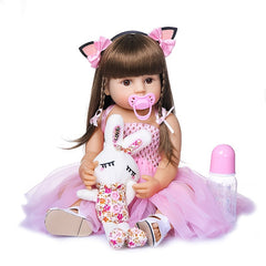 22'' Silicone Body Reborn Baby Doll For Girl Vinyl Newborn Princess Bebe