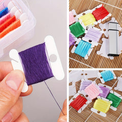 30pcs Plastic Floss Bobbins Transparent Winding Plate Cross Stitch Organizer