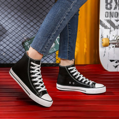 Women's High Top Canvas Lace Up Flat Walking Shoes