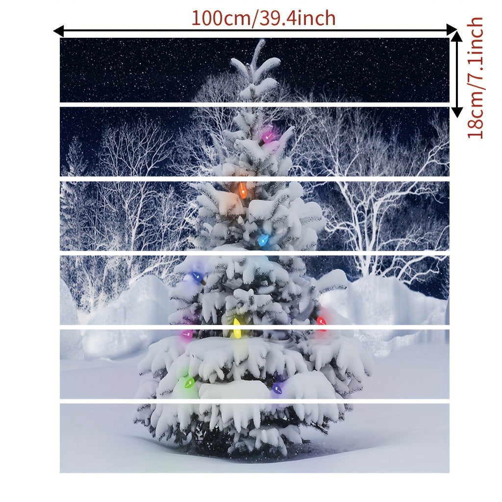 6pcs Christmas Stairs Stickers 99 X 17 Self Adhesive Santa Claus Decor