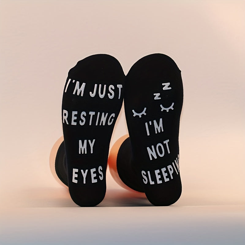 1pair Funny Letters Cotton Socks Breathable Non-slip