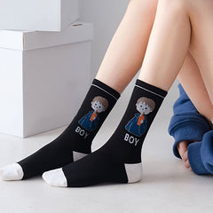 5 Pairs Cartoon Print Socks Comfy Mid Tube Stockings & Hosiery