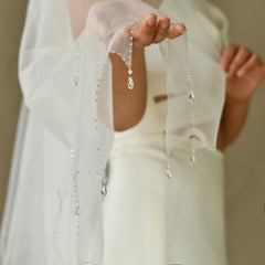 Double Layer Bridal Veil with Tassel Crystal