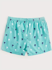 Jellyfish Print Tropical Drawstring Swim Trunk Men's Board Shorts