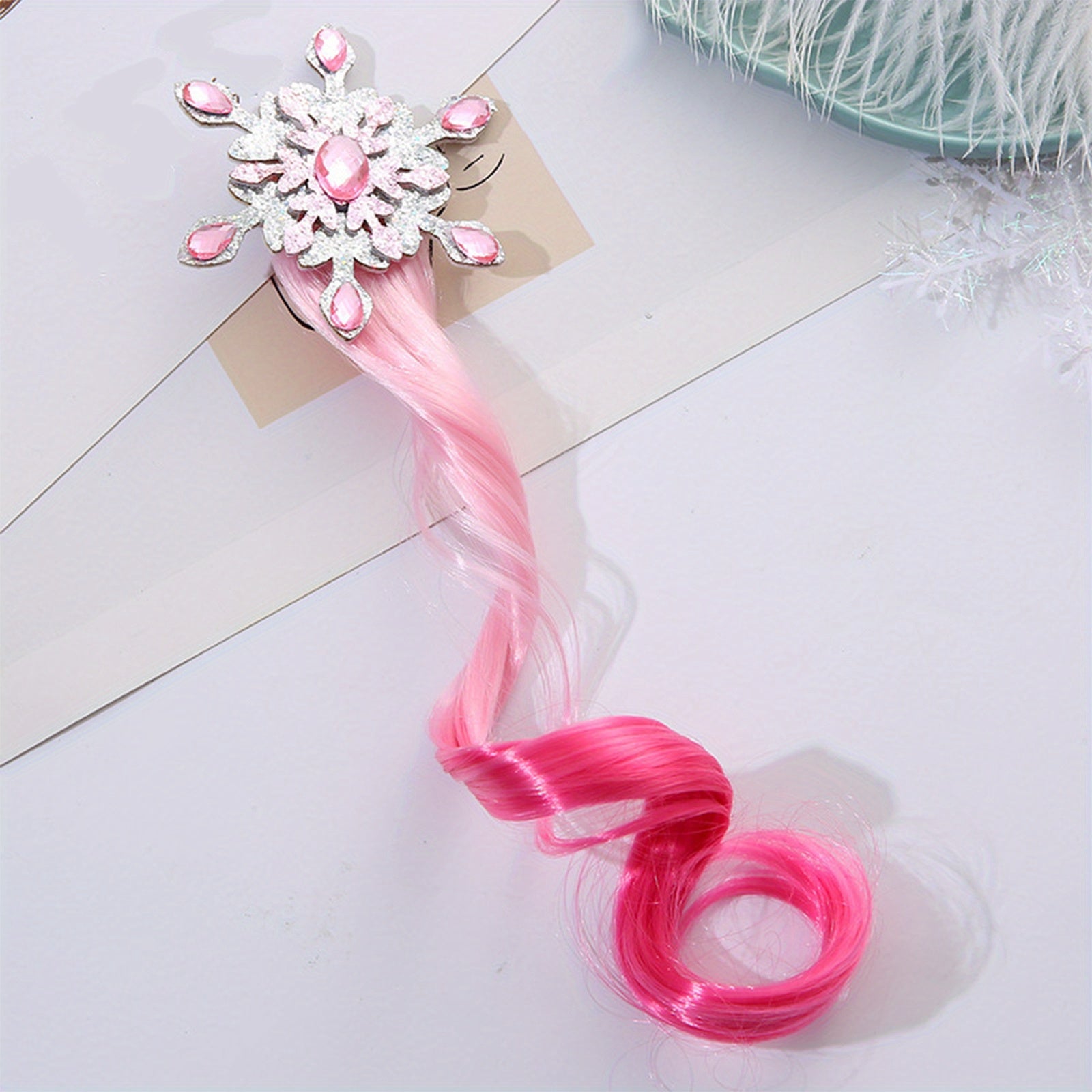 3pcs Children Gradient Wig Hair Clips Long Curly Hair Girls Braided Hair Rope