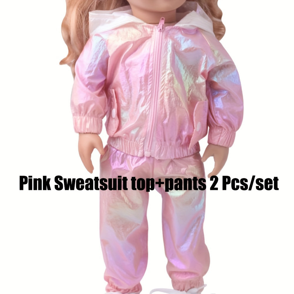 Candy Sweatsuit 18 Inch 2pcs Set Hooded Sun Protection Sweatsuit for Doll