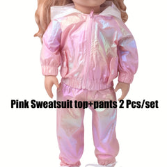 Candy Sweatsuit 18 Inch 2pcs Set Hooded Sun Protection Sweatsuit for Doll