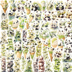 64pcs Pandas Stacking Cartoon Stickers, PVC Waterproof Game Stickers